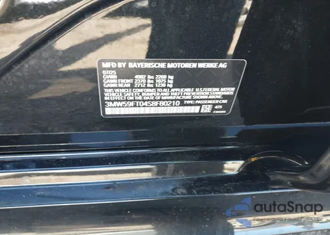 2025 BMW M340I from USA, damaged, VIN 3MW59FT04S8F80210